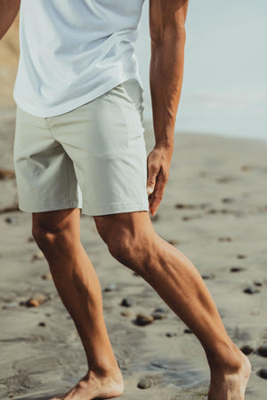 Hybrid Shorts in Sage On Model at beach